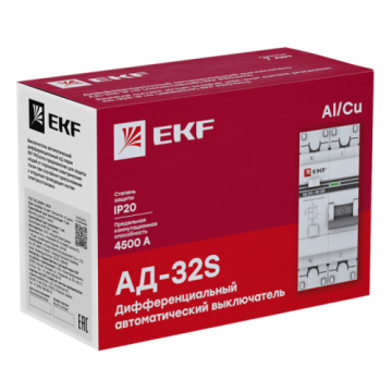 Дифференциальный автомат EKF PROxima АД-32 (селективный) 1P+N 16А 100мА DA32-16-100S-pro
