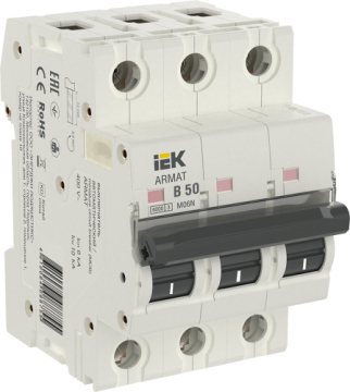 Автоматический выключатель IEK ARMAT M06N 3Р 50А 6кА (х-ка B) AR-M06N-3-B050