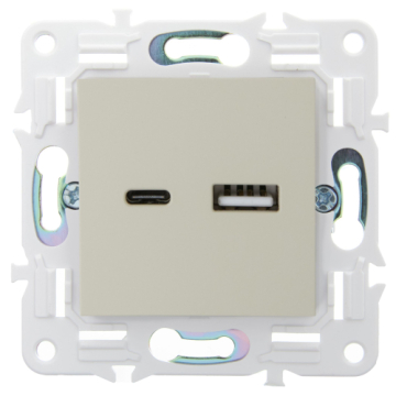 Розетка USB A+C 3,1А IEK SKANDY SK-R14B (бежевый) SK-U22-D31-K10