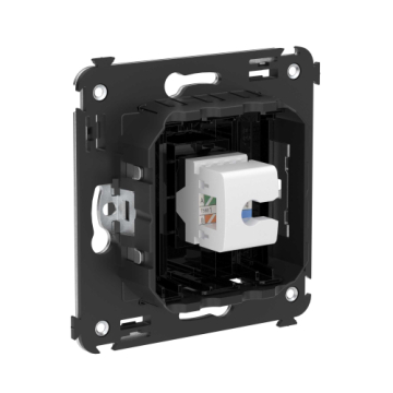 Компьютерная розетка Avanti RJ-45 без шторки в стену кат.5е одинарная (Черный квадрат) 4402663