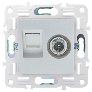 Розетка TV+RJ45 кат.6E IEK SKANDY SK-A15S (серебряный) SK-AK20-2-K23
