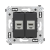 Компьютерная розетка Avanti RJ-45 без шторки в стену кат.5e двойная экранированная (Черный матовый) 4412764