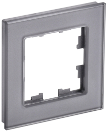 Рамка 1-м BRITE DECOR Серый глянец стекло РУ-1-2-БрСе BR-M12-G-K03