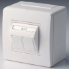 Коробка в сборе с 2 розетками RJ45, кат. 5е телефон / компьютер (белая) 10656