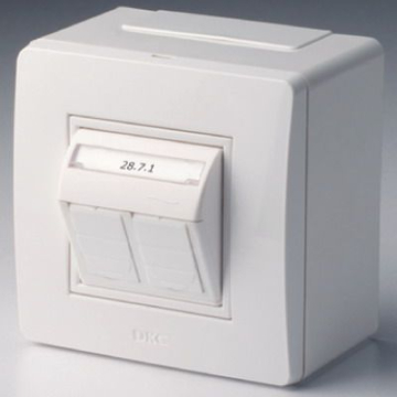 Коробка в сборе с 2 розетками RJ45, кат. 5е телефон / компьютер (белая) 10656