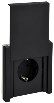 Розетка с крышкой FORTE&PIANO 16А IP44 FP121M (металл черный) FP-R16-16-44-M-K02