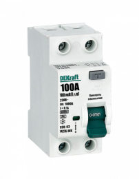 ВДТ DEKraft серии УЗО-03 2P 100A 100mA тип A 6kA 14276DEK