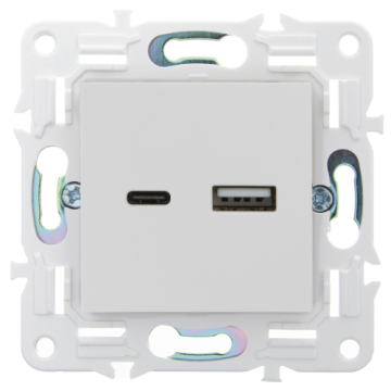 Розетка USB A+C 18Вт IEK SKANDY SK-R13W (арктический белый) SK-U22-018-K01