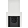 Розетка с крышкой FORTE&PIANO безвинтовые зажимы 16А IP44 FP219M (металл белый) FP-R16-16-1-44-M-K01