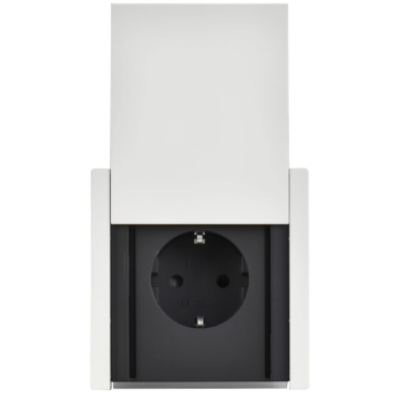Розетка с крышкой FORTE&PIANO безвинтовые зажимы 16А IP44 FP219M (металл белый) FP-R16-16-1-44-M-K01