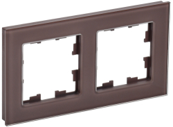 Рамка 2-м BRITE DECOR Темная бронза глянец стекло РУ-2-2-БрТБ BR-M22-G-K45