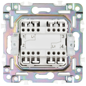 Выключатель проходной 2-клавишный IEK SKANDY 10А SK-V05N (никель) SK-V22-0-10-K50