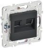 Розетка компьютерная двойная IEK SKANDY RJ45 кат.6 SK-K04G (графит) SK-K20-2-K53