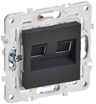 Розетка компьютерная двойная IEK SKANDY RJ45 кат.6 SK-K04G (графит) SK-K20-2-K53