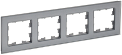 Рамка 4-м BRITE DECOR Серый глянец стекло РУ-4-2-БрСе BR-M42-G-K03