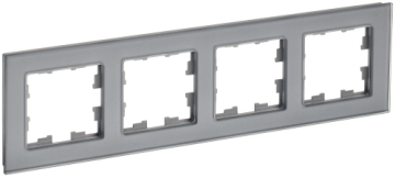 Рамка 4-м BRITE DECOR Серый глянец стекло РУ-4-2-БрСе BR-M42-G-K03