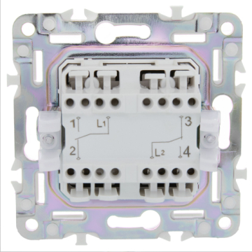 Выключатель проходной 2-клавишный IEK SKANDY 10А SK-V05G (графит) SK-V22-0-10-K53
