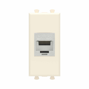 Компьютерная розетка DKC Avanti RJ-45 без шторки кат. 6А экранированная 1 модуль (ванильная дымка) 4405771