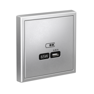 Розетка USB ArtGallery тип С высокоскор. заряд 65W QC PD (алюминий) GAL000327