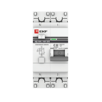 Дифференциальный автомат EKF PROxima АД-32 (селективный) 1P+N 32А 100мА DA32-32-100S-pro