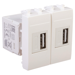 USB зарядное устройство модульное Avanti 2 модуля тип А 2.1 А (белое облако) 4400542