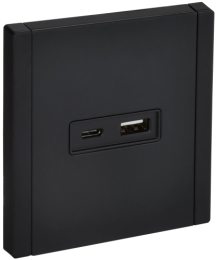 Розетка USB A+C FORTE&PIANO 18Вт FP151M (металл черный) FP-U22-018-M-K02
