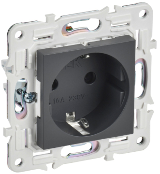 Розетка IEK SKANDY с заземлением со шторками 16А SK-R04T (титан) SK-R14-16-K48
