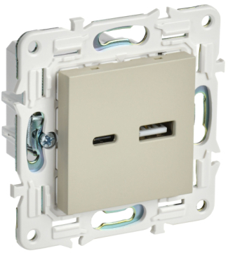 Розетка USB A+C 18Вт IEK SKANDY SK-R13B (бежевый) SK-U22-018-K10
