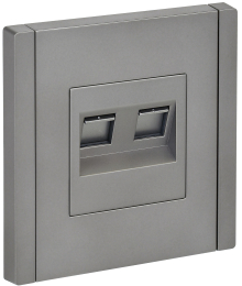 Розетка компьютерная двойная RJ45 FORTE&PIANO кат.6 FP534 (сталь) FP-K20-2-K46