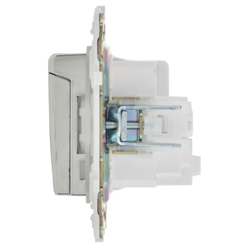 Розетка с крышкой 16А IP44 IEK SKANDY SK-R11N (никель) SK-R16-16-44-K50