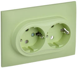 Розетка 2-ая с/з 16А в сборе IEK SKANDY SK-R08G (мятный) SK-R21-16-K06-F