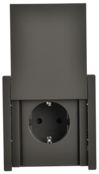 Розетка с крышкой FORTE&PIANO безвинтовые зажимы 16А IP44 FP319 (серый) FP-R16-16-1-44-K03