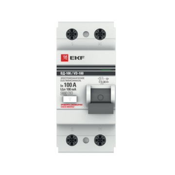 УЗО EKF PROxima ВД-100 2P 100А 100мА тип AC elcb-2-100-100-em-pro