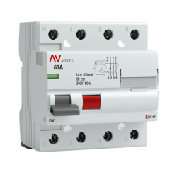 УЗО селективное EKF AVERES DV 4P 63А 100мА тип AC-S rccb-4-63-100-s-av