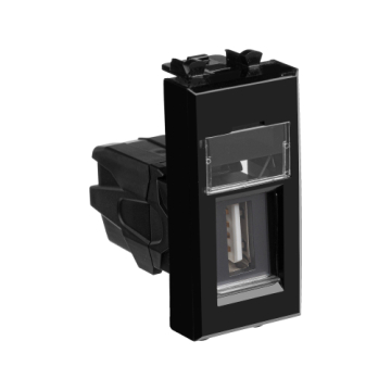 Розетка DKC Avanti USB 2.0 тип А-А 1 модуль (черный квадрат) 4402401