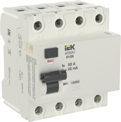 УЗО IEK ARMAT R10N 4P 80А 30мА тип A AR-R10N-4-080A030
