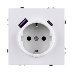 Розетка штепсельная SCHUKO 16A/250 В с USB A+C 20W, белый глянцевый Kollinger Eclipse EC-016WG EC-016WG
