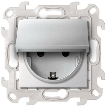 Розетка с крышкой влагозащищенная IP44 Simon 24 с системой Push&Go (алюминий) 2420448-033
