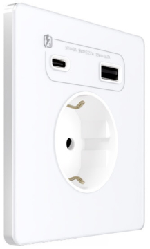 Зарядка USB А+С 20Вт с розеткой SE Systeme Infinity (арктический лед) FSE000132