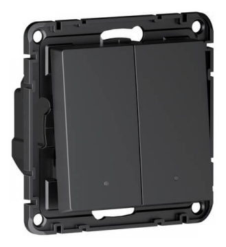 Выключатель Systeme Electric AtlasDesign Smart SBER Zigbee 2-клавишный с нейтралью 10А, схема 1 (карбон) ATN001017Z