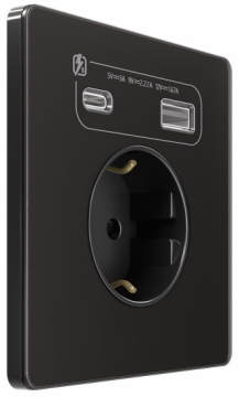 Зарядка USB А+С 20Вт с розеткой SE Systeme Infinity (полярная ночь) FSE001032