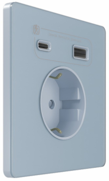 Зарядка USB А+С 20Вт с розеткой SE Systeme Infinity (стальное небо) FSE001132