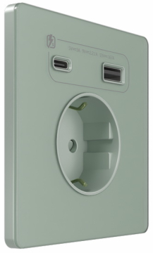 Зарядка USB А+С 20Вт с розеткой SE Systeme Infinity (таежное утро) FSE000832
