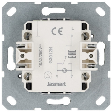 Выключатель проходной одноклавишный с подсветкой Jasmart G (мокко) G3012NZ