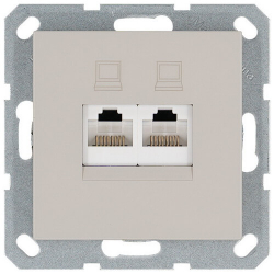 Розетка информационная RJ 45 двойная кат 5e JaSmart G (тауп) G6106T