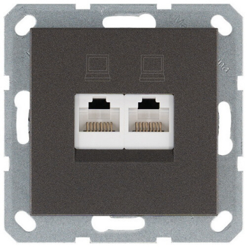 Розетка информационная RJ 45 двойная кат 5e JaSmart G (мокко) G6106Z