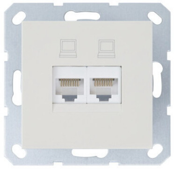 Розетка информационная RJ 45 двойная кат 5e JaSmart G (слоновая кость) G6106V