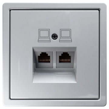 Розетка информационная RJ 45 двойная кат 5е JaSmart FD (белый глянцевый) FD6106W
