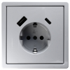 Розетка с заземлением со шторками Jasmart FD 16A USB A+C 25W (белый глянцевый) FD5501USB-25W