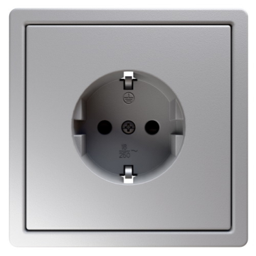 Розетка Jasmart FD с заземлением со шторками 16А (soft touch) (матовый белый)   FD5501PWM